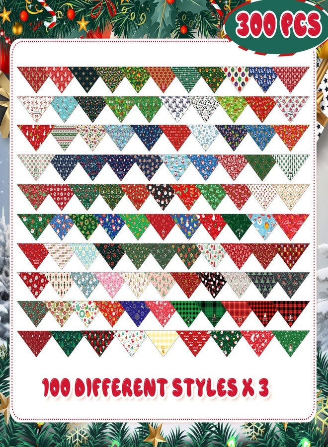 Kacctyen 300 Pcs Christmas Dog Bandanas Bulk Adjustable Winter Holiday Scarfs Washable Santa Snowman Christmas Tree Pet Bibs Pet Costume Accessories for Small Medium Large Dogs Cats Grooming Supplies - Image 5